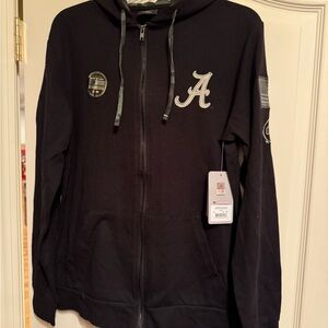 Alabama Crimson Tide Black Salute To Service Lightweight Full Zip Hoodie Medium